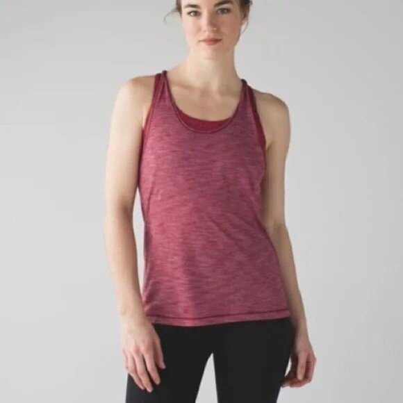 Lululemon Twist and Toil Athletic Sports Bra Tank Top Combo Maroon Red Sz 6 - Picture 3 of 10